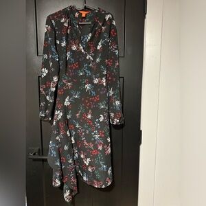 🎉Joe Fresh Black Floral Longsleeve Tieback Dress